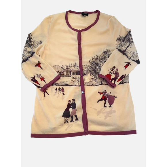 Talbots Cream and Purple Women's Sweater - Picture 3 of 11